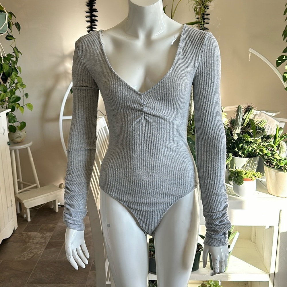 free people Intimately, size small bodysuit, gray ribbed like new